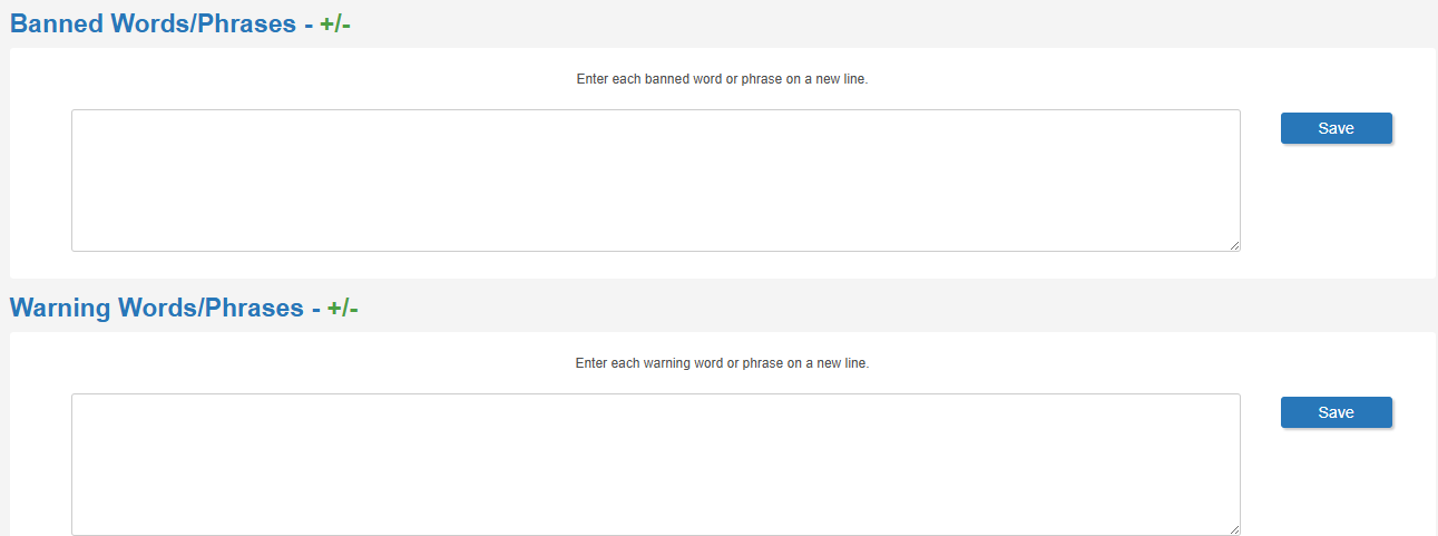 How to set up Warning/Banned words in your account.