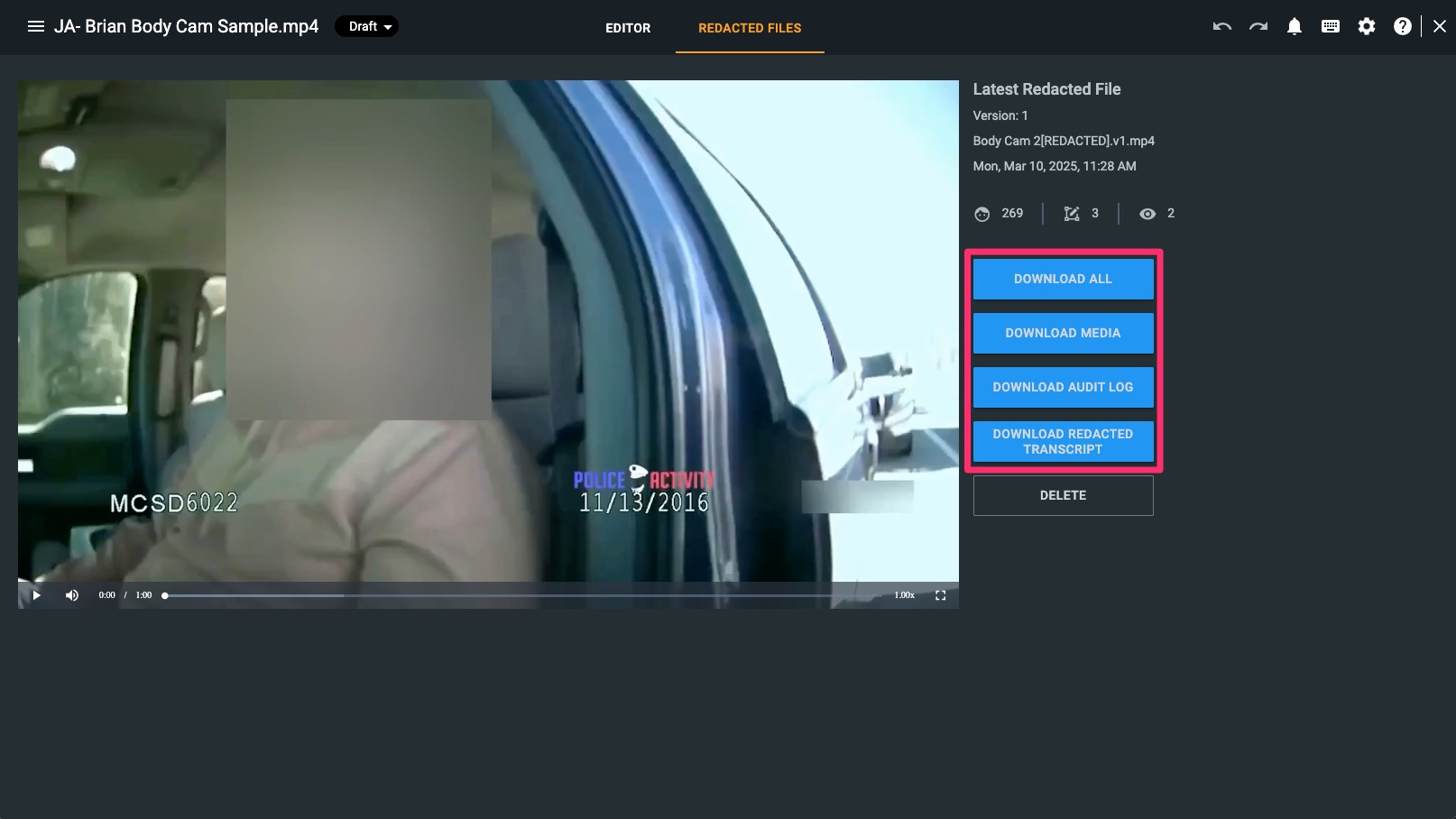 How to Generate, View, Download, and Delete a Redacted File