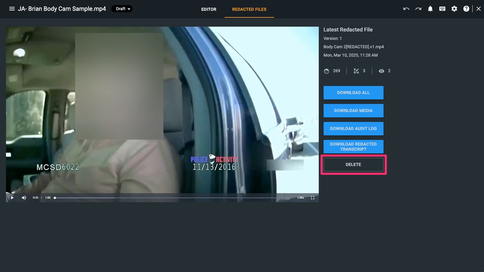 How to Generate, View, Download, and Delete a Redacted File