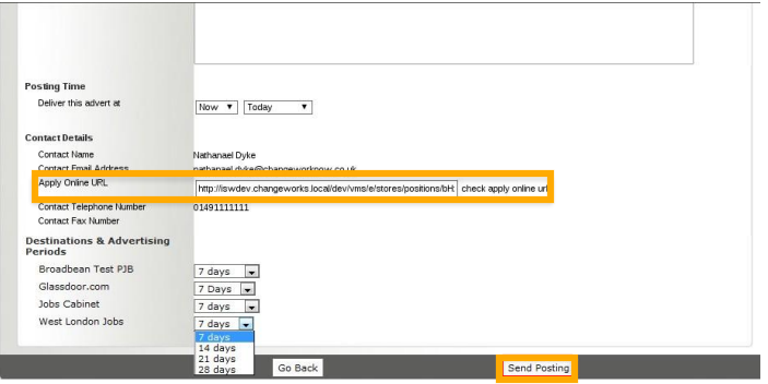 ATS - Changeworknow Posting Process